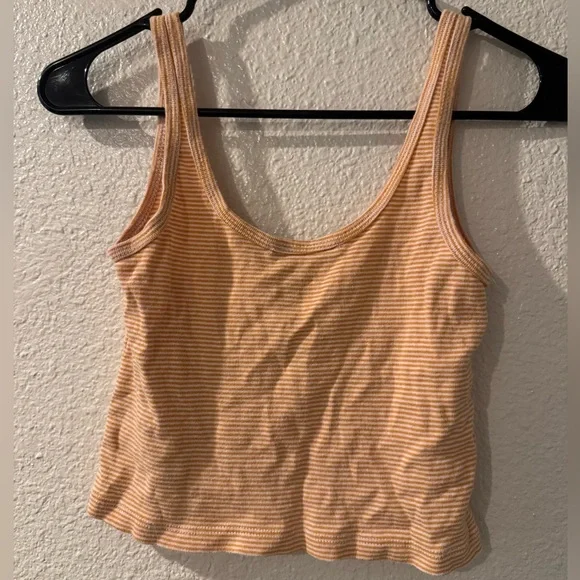 Brandy Melville Yellow & White Striped Cropped Tank with Knot Detail - Picture 2 of 2